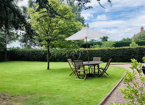 Garden with seating and gas BBQ